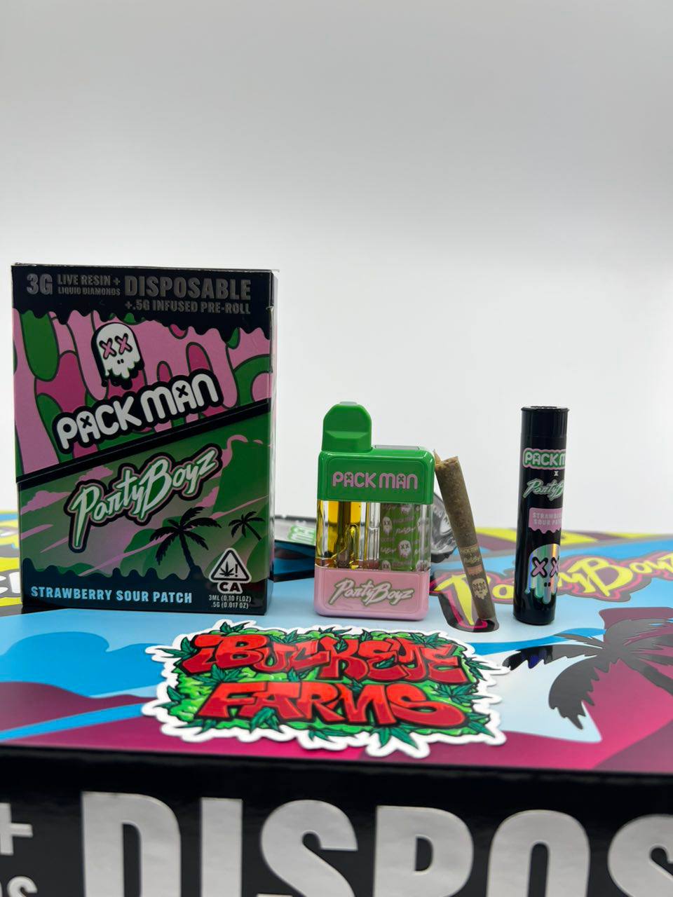 PACKMAN x PARTYBOYZ 3 GRAM LIVE RESIN + LIQUID DIAMONDS DISPOSABLES + JOINT PRE-ROLL