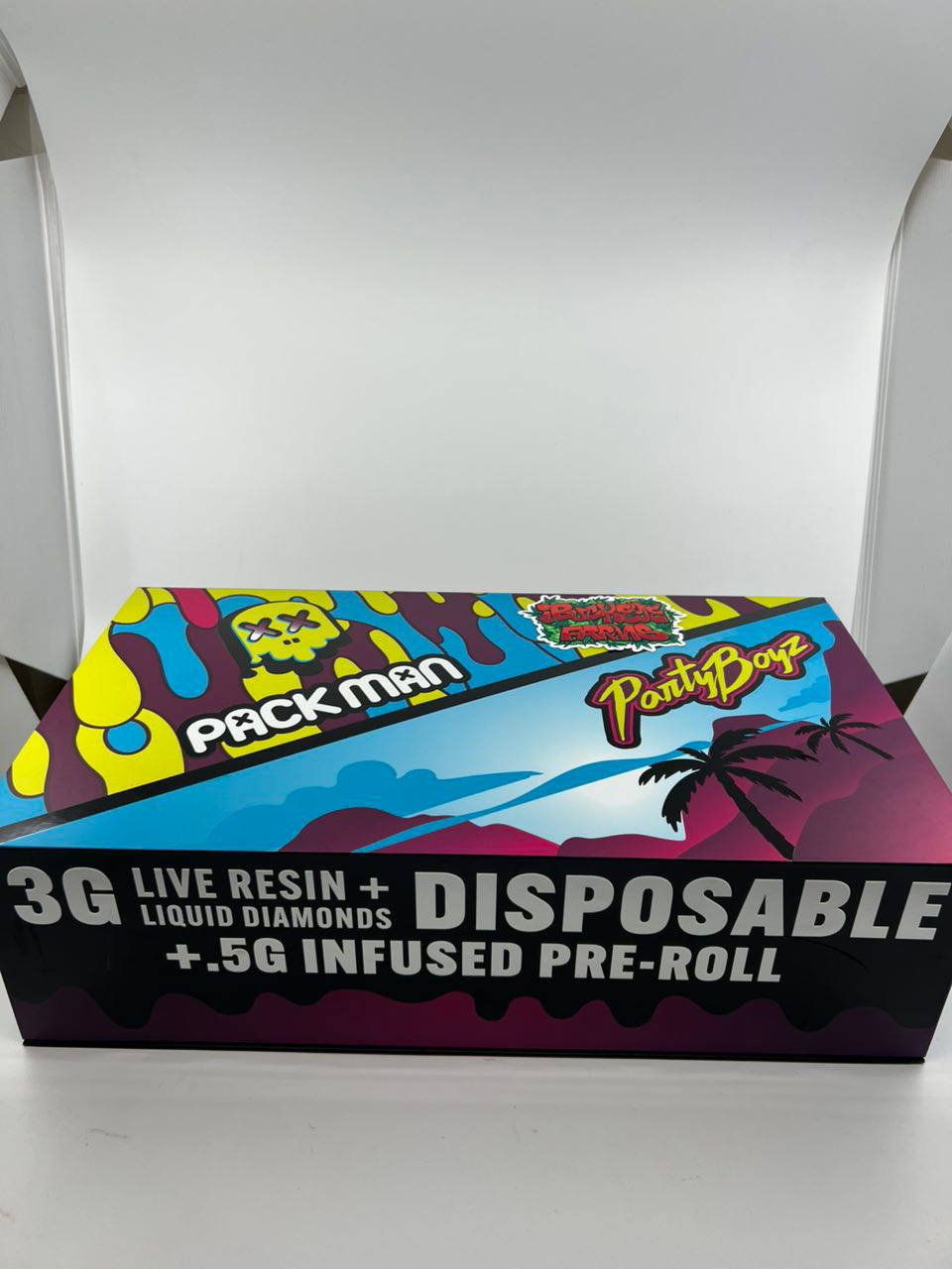 PACKMAN x PARTYBOYZ 3 GRAM LIVE RESIN + LIQUID DIAMONDS DISPOSABLES + JOINT PRE-ROLL - Image 3